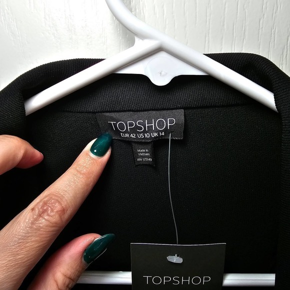 Topshop Black Two Button Blazer Size 10 - Picture 7 of 8